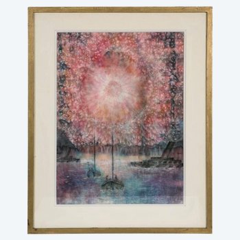 Henri PFEIFFER (1907-1994), baraques sous un feu d'artifices, 1928