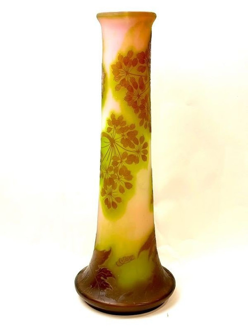 Emile Gallé Grand Vase Art Nouveau  "Aux Ombelles'