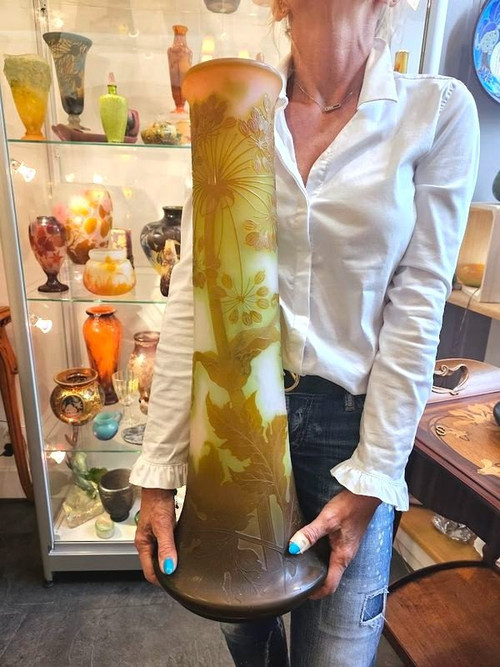 Emile Gallé Grand Vase Art Nouveau  "Aux Ombelles'
