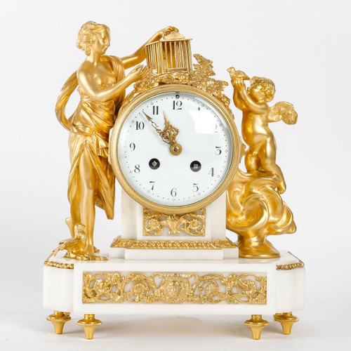 A 19th Century White Marble and Gilt Bronze Clock