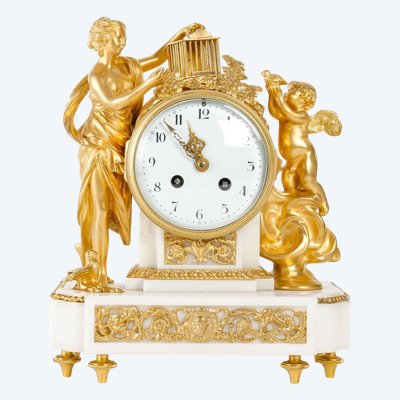 A 19th Century White Marble and Gilt Bronze Clock