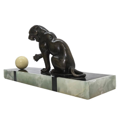 Panther In Regulates With Art Deco Ball Signed Leduc