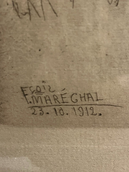 François Maréchal (1861-1945) , Eau Forte,le Vieux Jardinier