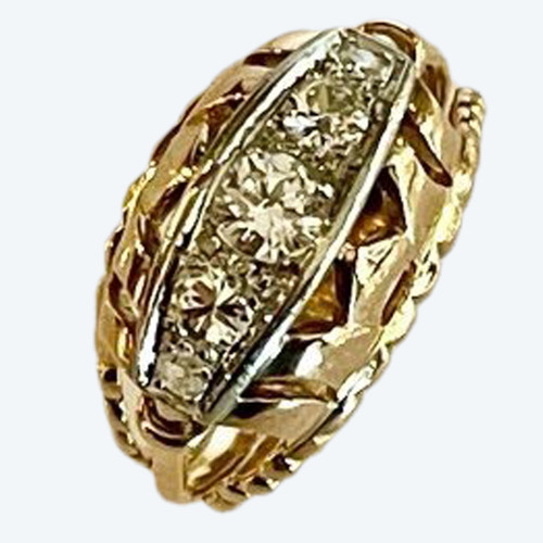Bague "pont" En Or Et Diamants