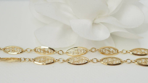 Filigree long necklace in yellow gold