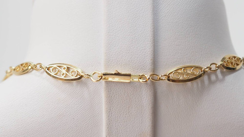 Filigree long necklace in yellow gold