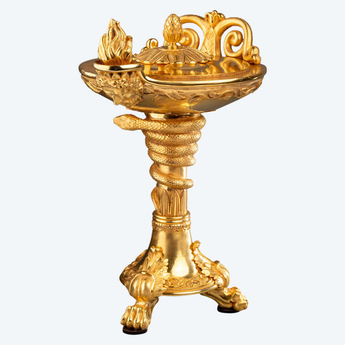 Brûle-parfum trompe-l’œil en bronze doré, XIXe siècle