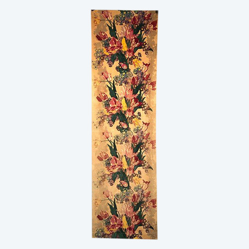 Tür aus bedrucktem Samt mit Blumendekor