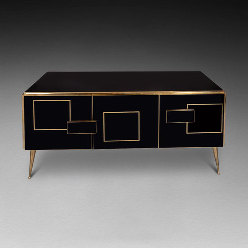 Credenza in vetro di Murano nero, XX secolo