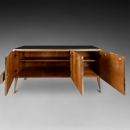 Credenza in vetro di Murano nero, XX secolo