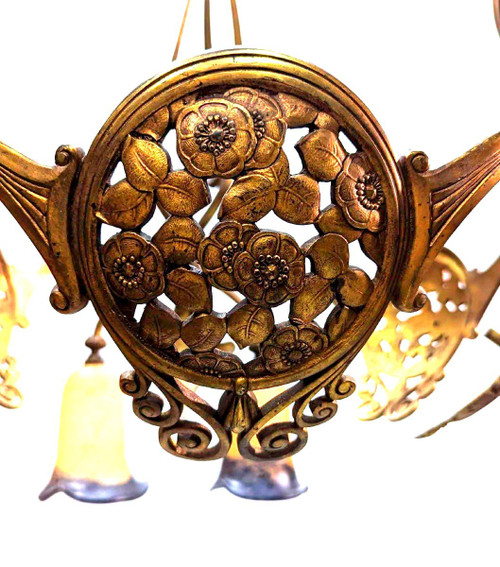 Großer Kronleuchter Aus Bronze Und Glaspaste Von Muller Frères