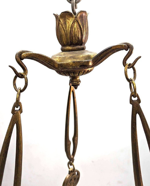 Großer Kronleuchter Aus Bronze Und Glaspaste Von Muller Frères