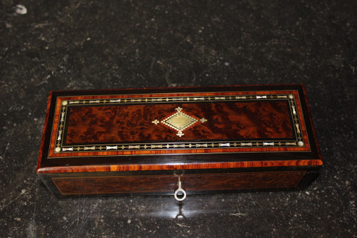 Scatola per gioielli d'epoca Napoleone III In intarsio Fine del XIX secolo