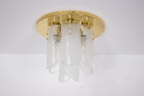 Ceiling Lamp In Brass And Murano Glass 1970’s