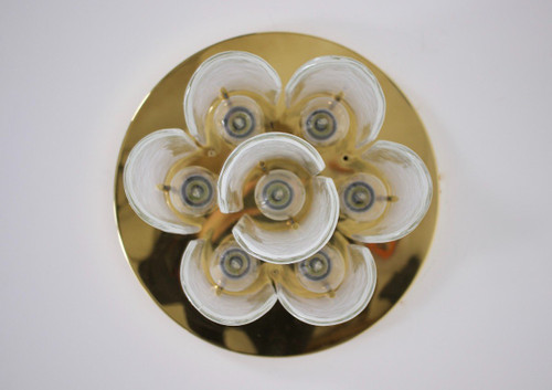 Ceiling Lamp In Brass And Murano Glass 1970’s