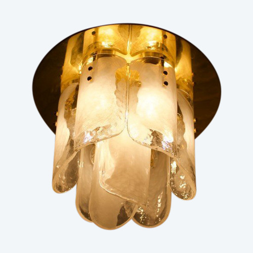 Ceiling Lamp In Brass And Murano Glass 1970’s