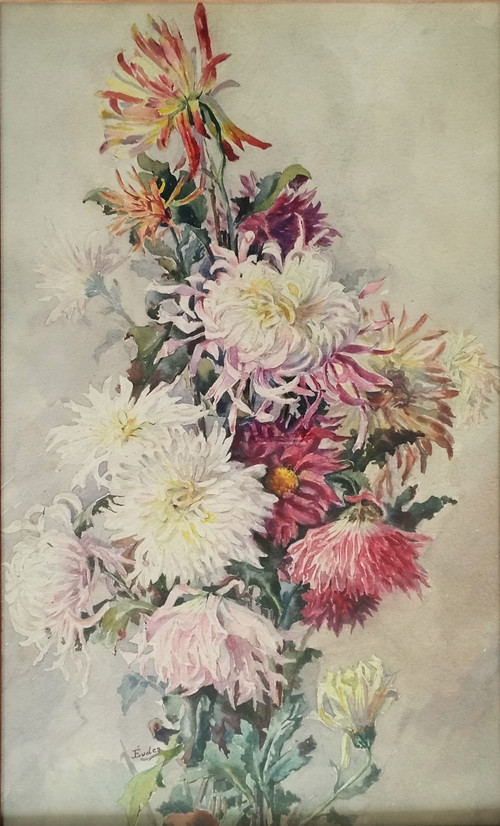 Fleurs Aquarelle Par Eugène Jules Eudes 