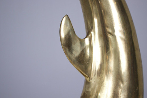 Piedini Consolle Con Delfini In Ottone Massiccio.