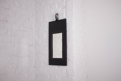Jacques Adnet Style Leather Mirror.