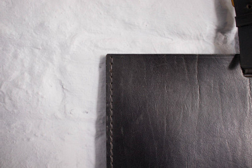Jacques Adnet Style Leather Mirror.
