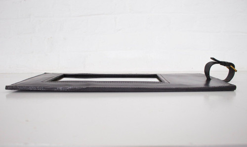 Jacques Adnet Style Leather Mirror.