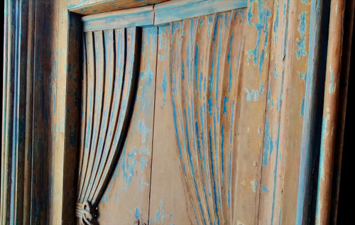 Exceptionnelle Porte Ancienne Drapée Superbe Patine En Très Bon état Boiserie Onirique