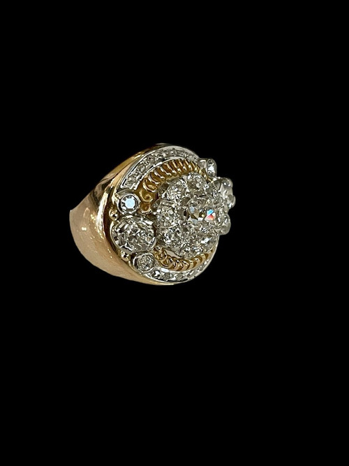 Importante Bague Sertie De Diamants De Taille Ancienne