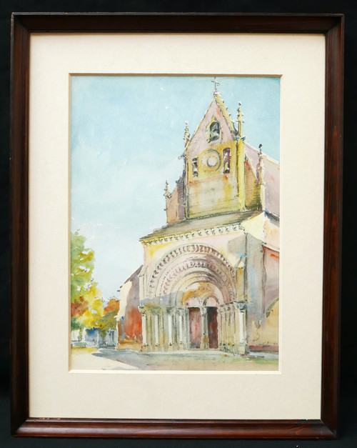 Henri Jacques Hippolyte PÉRIER d'HAUTERIVE, Die Fassade der Kirche Sainte-Foy in Morlaàs in der Region Béarn