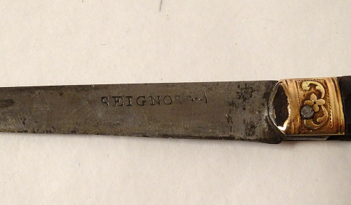 Couteau de Voyage Pliant écaille Or Massif Acier Seignot XVIIIè XIXème