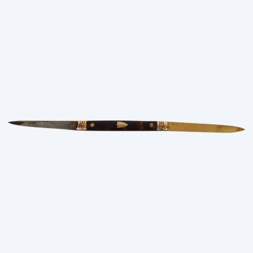 Couteau de Voyage Pliant écaille Or Massif Acier Seignot XVIIIè XIXème