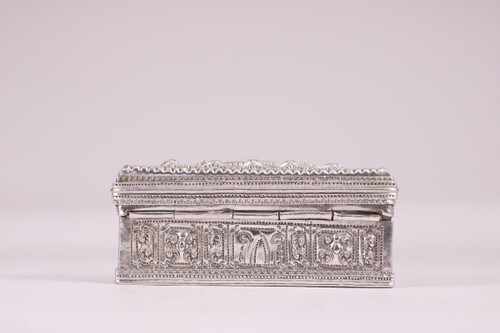 Scatola di lime mezza luna in argento Burma Betel Shan