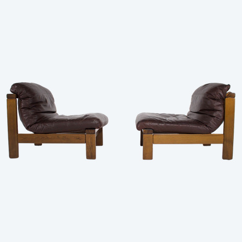 Pair De Chauffeuses En Cuir 1970 (2).