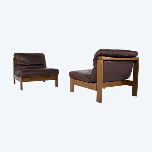 Poltrone in pelle Stile Carl Straub 1970 (3).