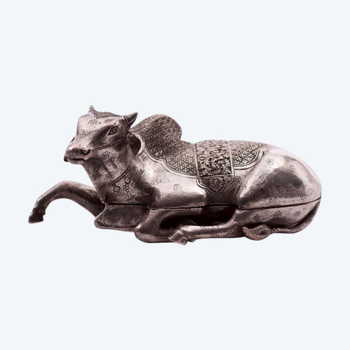 Boîte à Bétel En Argent Nandi Nandikeshvara Inde / Népal