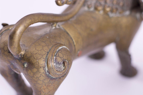 Pair Of Bronze Nepalese Singha Temple Guardian Lions