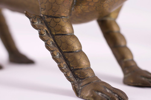 Pair Of Bronze Nepalese Singha Temple Guardian Lions