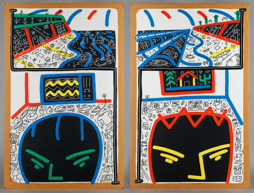 VERY LARGE-FORMAT DIPTYCH BY FRANÇOIS BOISROND, "RÊVE DE PLAGE"(1986)