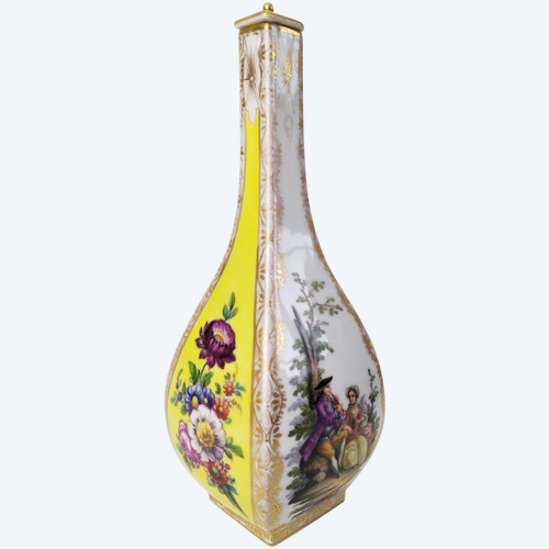 Painted Porcelain at Dresden Manufactory Decorative Bottle 19th Century