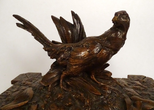 Box Cigar Cellar Carved Wood Black Forest Bird XIXth Century