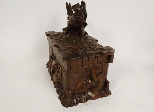 Box Cigar Cellar Carved Wood Black Forest Bird XIXth Century