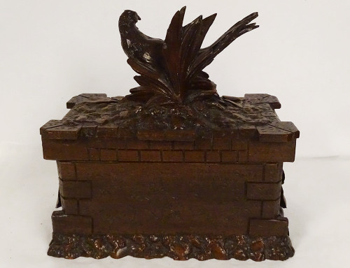 Box Cigar Cellar Carved Wood Black Forest Bird XIXth Century