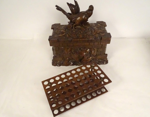 Box Cigar Cellar Carved Wood Black Forest Bird XIXth Century