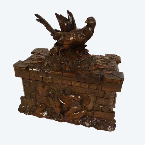 Box Cigar Cellar Carved Wood Black Forest Bird XIXth Century