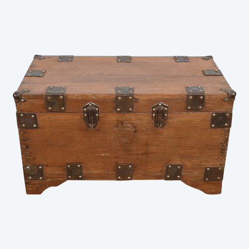 Marine trunk in solid teak - Late 19th century