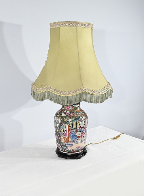 Lampe aus Kanton-Porzellan, China - Ende 19.