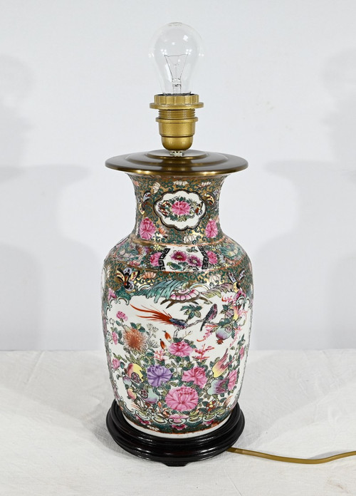 Lampe aus Kanton-Porzellan, China - Ende 19.