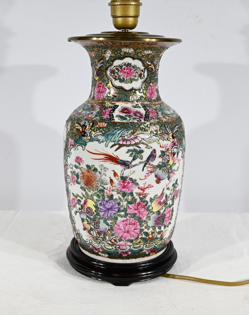 Lampe aus Kanton-Porzellan, China - Ende 19.