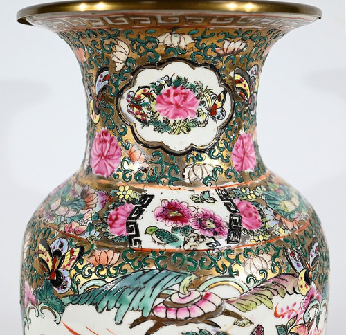 Lampe aus Kanton-Porzellan, China - Ende 19.