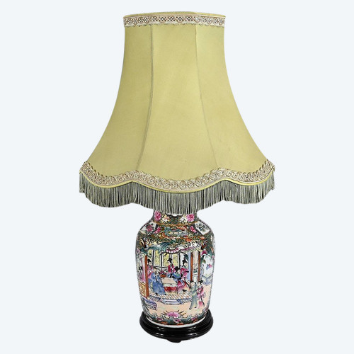 Lampe aus Kanton-Porzellan, China - Ende 19.