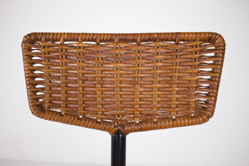 Coppia di sgabelli in rattan modernisti Erwin Behr